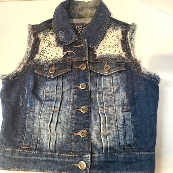 Rue 21 Denim Demin Sleeveless Lace‎ Vest - Picture 1 of 5